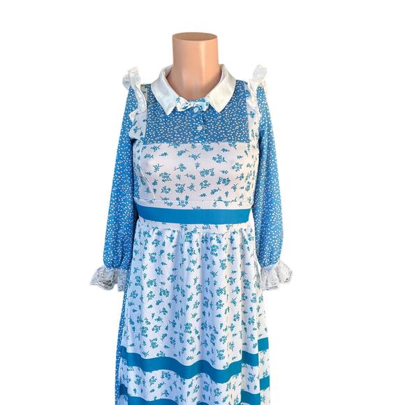 Spooktacular Creations Prairie Dress Blue White Ditsy Floral Pattern Size XS - Picture 4 of 10